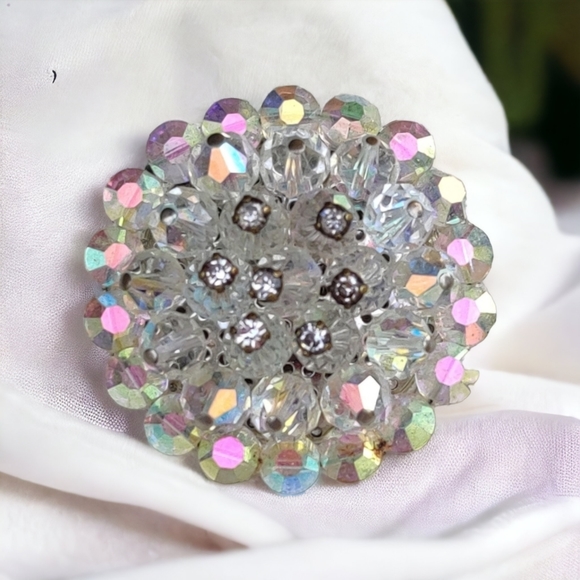 Vintage Jewelry - Vintage ab crystal brooch